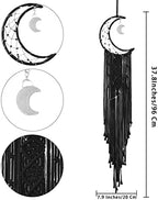 Boho Macrame Wall Hanging, Crochet Moon Star Dream Catcher - Image 6