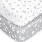 Crib Sheets for Boys or Girls 2 Pack, Fitted Crib Sheet for Standard Size Crib by Moonsea