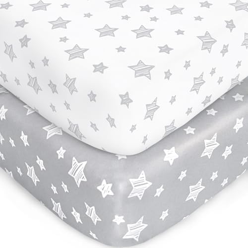 Crib Sheets for Boys or Girls 2 Pack, Fitted Crib Sheet for Standard Size Crib by Moonsea