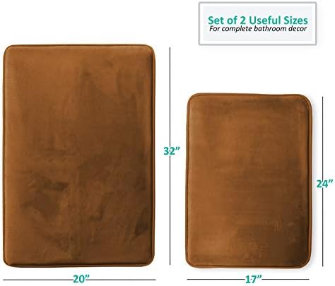 Clara Clark 2 Piece Bathroom Rugs Bath Mat Set, Velvet Memory Foam Bath Mats - Image 3