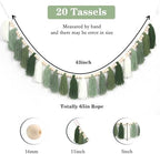 Green Boho Yarn Tassel Garland Sage Green Garland Wall Hanging Decor Forest - Image 3