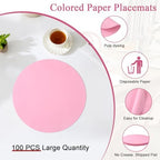SHACOS 100 pcs Round Paper Placemats Disposable 13 inch Colored Paper Place Mats - Image 3