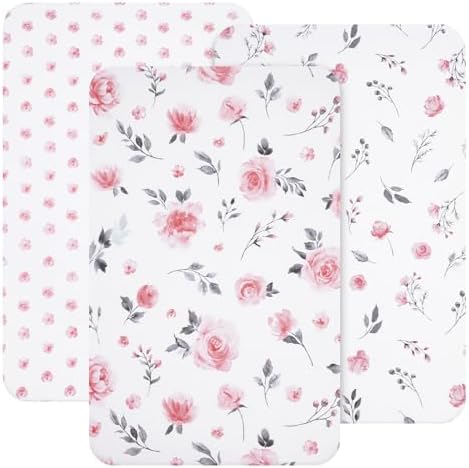 david's kids 3 Pack Mini Crib Sheets, Soft Breathable Premium Pack N Play Sheets by davidskids