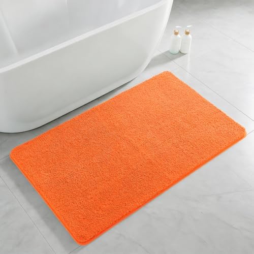 Polyester Bathroom Rug 30"x50" Orange, Large Soft Shaggy Bath Mat by Kildoss