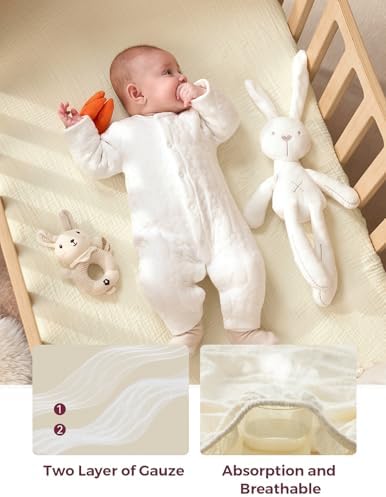 Momcozy Mini Crib Sheets 38"x26", Pack and Play Sheet - Image 5