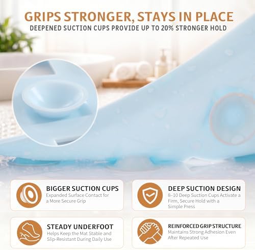 Yimobra Bathtub Mat Non Slip, Super Strong Suction Cups, Machine Washable Fast - Image 3