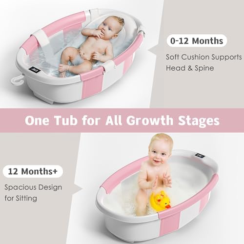 Collapsible Baby Bathtub for Newborn to Toddler 0-36 Months, Spacious Foldable - Image 2