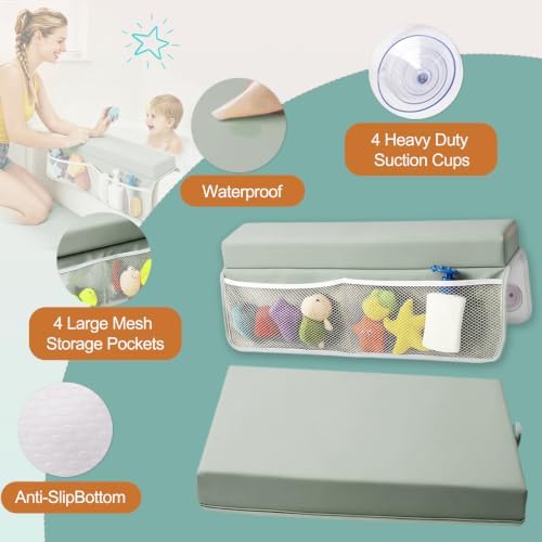 Baby Waterproof Vegan Leather Bath Kneeler and Elbow Rest Pad Set - Image 2