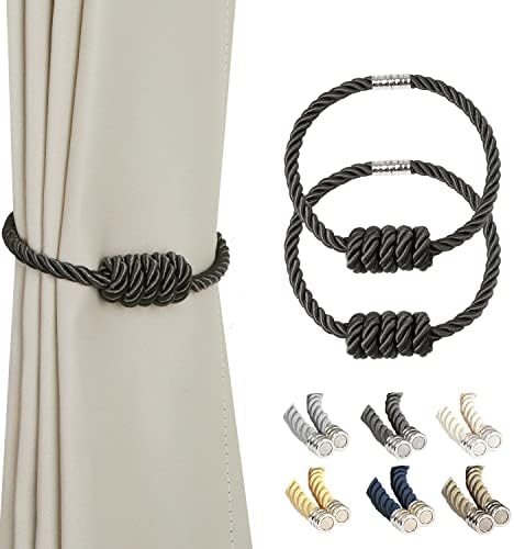 BEL AVENIR Magnetic Curtain Tiebacks 2 Pack Hand-Woven Curtain Ties by BELAVENIR