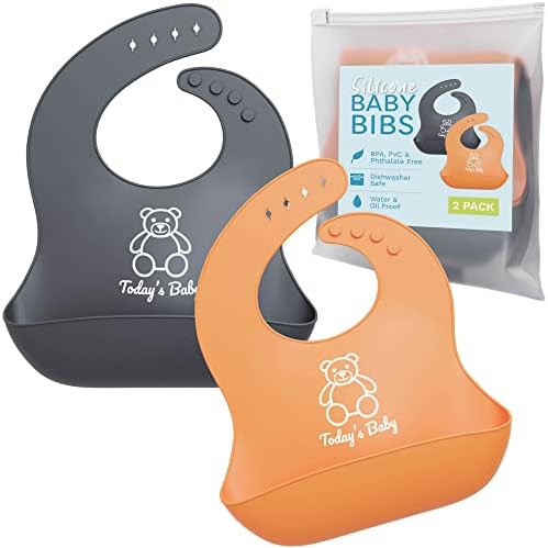 Silicone Bibs for Babies with Food Catcher by Todays+Baby