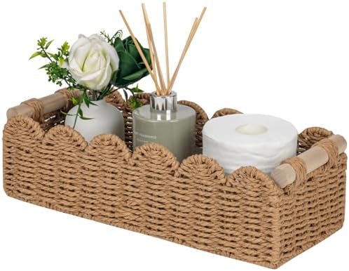 CubesLand Scalloped Toilet Paper Storage Basket W/Handle by CubesLand