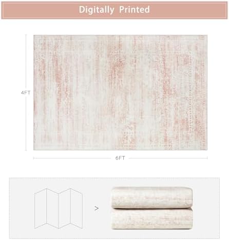 Pink Washable Rugs 4x6 Area Rugs - Image 2