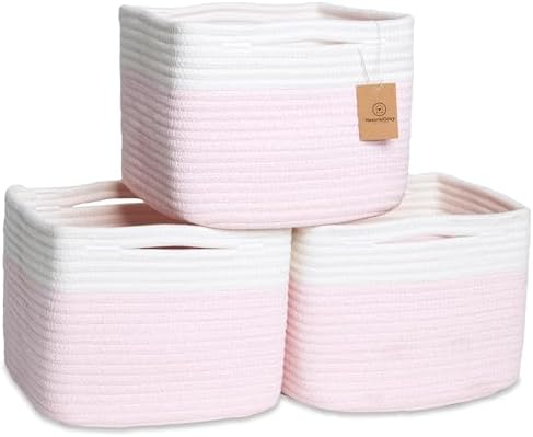 NaturalCozy Storage Cubes 9”x9”x7”Cotton Rope Woven Baskets by NaturalCozy