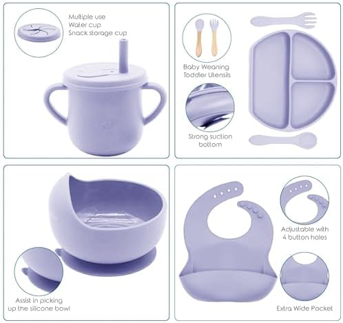 100% Silicone Baby Feeding Set, BPA Free Baby Dishes Set - Image 3