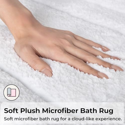 GRANNY SAYS White Bathroom Rug 24" x 43", Non-Slip Microfiber Bath Mat - Image 3