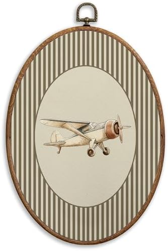 SONMYSULIL Vintage Airplane Nursery Wall Art Decor, Boys Room Oval Wall Hanging by Unknown