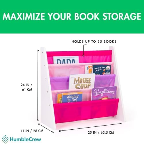 Humble Crew 4-Tier Kids Bookshelf, Nursery Bookcase Organizer - Image 3