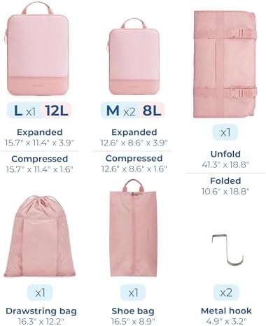 BAGSMART Hanging Compression Packing Cubes 6 Set Cruise Travel Essentials - Image 3