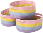 JMvicyroam Small Woven Basket, Empty Gift Basket, Rainbow/3 Pack by JMvicyroam