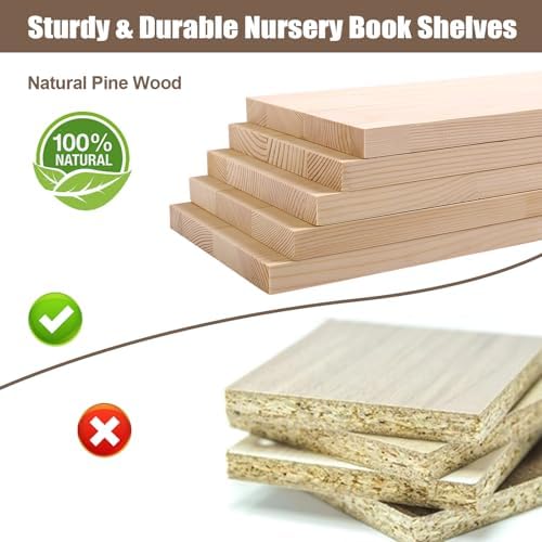 Nursery Shelves for Wall with Hooks-Scalloped Wall Book Shelves for Bedroom - Image 7
