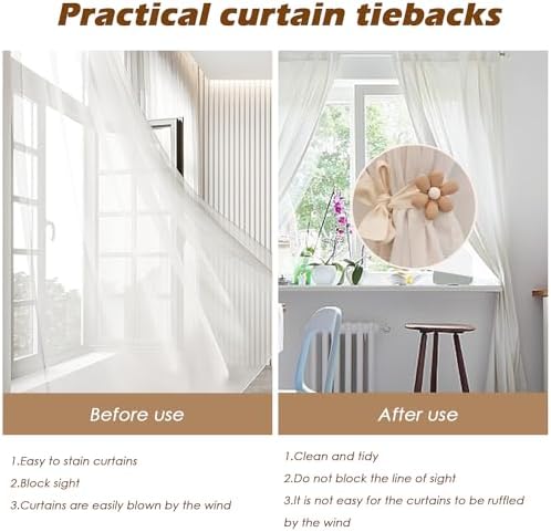 SRG Curtain Tiebacks for Curtains 4 Pack, Decorative Curtain Holdbacks for - Image 5