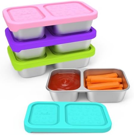 SOPHICO 2 compartment Reusable Kid Lunch Snack Containers by SOPHICO