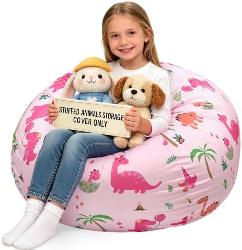 Lukeight Dinosaur Stuffed Animal Storage Bean Bag Chair Cover by Lukeight