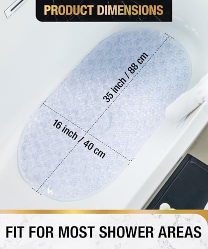 HITSLAM Bathtub Mat Non Slip, 35x16 Inch Bubble Oval Bath Tub Mat - Image 5