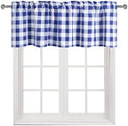 Hiasan Plaid Curtains Valances, Royal Blue and White, 52W x 18L, 1 Panel - Image 2