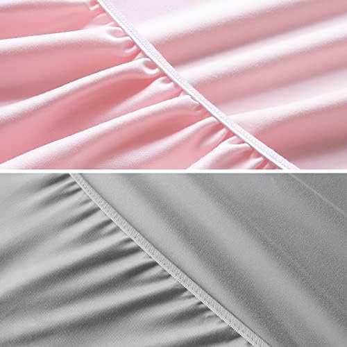 2 Pack Bassinet Sheets Fitted Waterproof Grey & Pink - Image 2