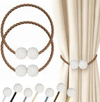 Hion Magnetic Curtain Tiebacks Dark Brown 2pcs, Curtain Holdbacks Hooks by Hion