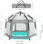 Bend River Baby Playpen with Canopy, Hexagon Toddler Beach Tent - Image 2