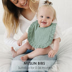 MairMore Muslin Baby Bibs, Ruffle Edge Drool Bibs - Image 2