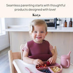 Kaya Silicone Baby Bib Pack of 2, BPA-Free Waterproof Food Catcher, Adjustable - Image 7