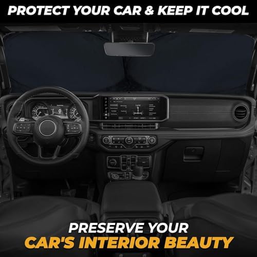 Autovir Windshield Sun Shade for Jeep, 280T UV Sun Blocker, Visor Shield - Image 6