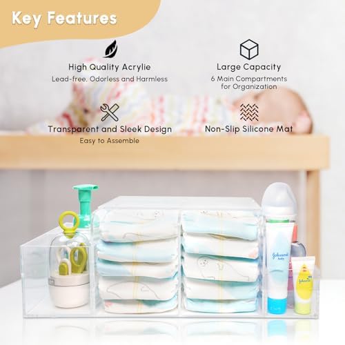 Diaper Caddy Acrylic, Baby Changing Table Organizer, Dresser Tabletop Organizer - Image 4
