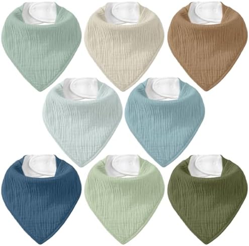 8 Pack Muslin Baby Bandana Bibs by CivaruaKids