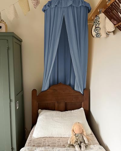 ZEAK Kids Bed Canopy with Ruffles Cotton Hanging Tent Frills Curtain Net - Image 4