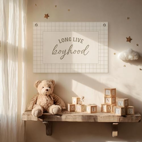 Long Live Boyhood Banner – Boy Room Decor Linen Banner Hanging Flag Retro Pink - Image 2