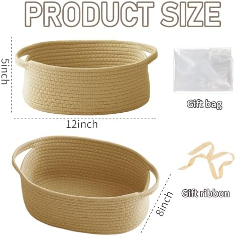 JMvicyroam Small Woven Basket, Empty Gift Basket, Jute/2 Pack - Image 2