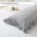Grey White Gingham Ruffle Body Pillow Cover 20"x54" - Image 4