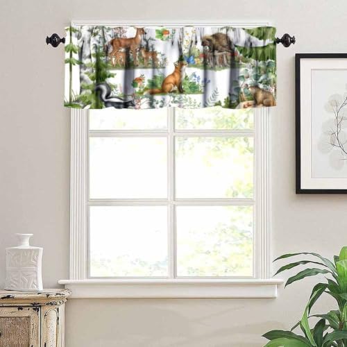 Forest Animal Valance Curtain for Kids Watercolor Wild Animal Bear Fox Deer - Image 6