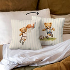 kdqua Bear Sports Nursery Pillow Cover 18x18 Double-Sided, Playroom Decorations - Image 3