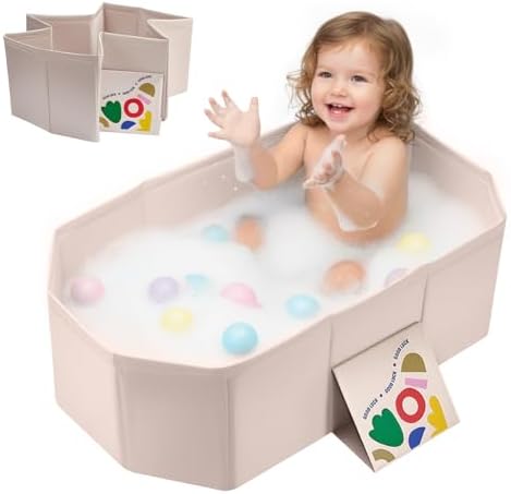 Baby Bathtub for Newborn to Toddlers 1-6 Y, Foldable Infants Babies Bath Tub by PGONEEE