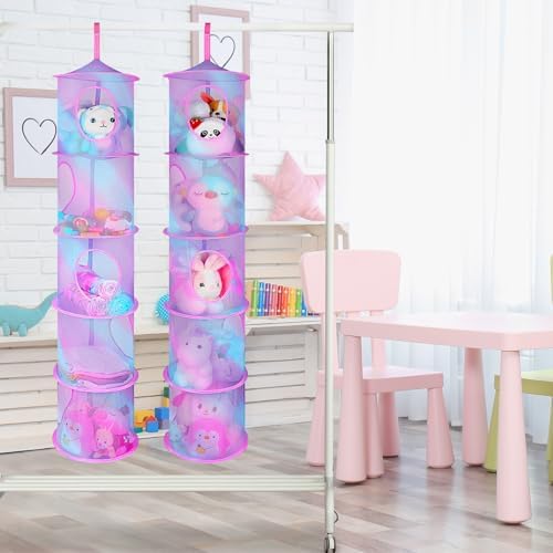 Basumee Hanging Stuffed Animals Storage, 2 Pack Mesh Plush Storage - Image 2