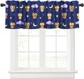Cute Owls Valance Curtains for Window, Cartoon Animal Navy Blue Rod Pocket by DDCBNS