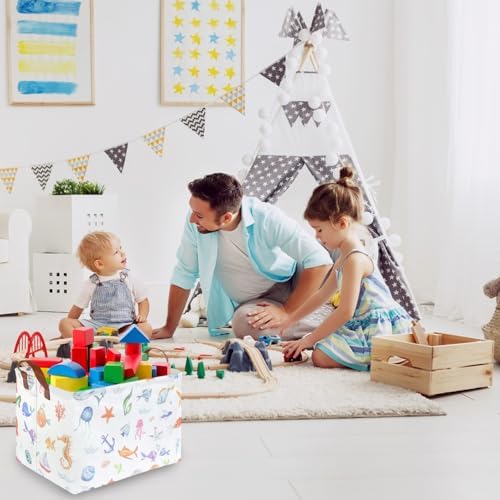 Rectangle Fish Basket, Ocean Animals Waterproof Kids foldable Laundry Basket - Image 3