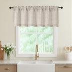 Linen Valances for Windows, Light Filtering Faux Linen Textured Small Short by WelvetBLK