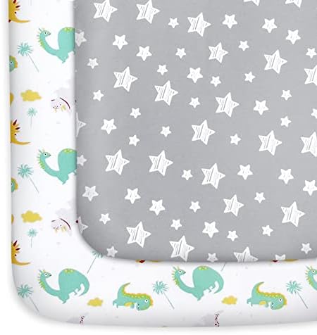 Pack and Play Sheets, Mini Crib Sheets, Stretchy Playard Fitted Sheet by Moonsea