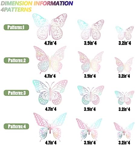 SAOROPEB 3D Butterfly Wall Decor 48 Pcs Laser Pink Butterfly Decorations - Image 6